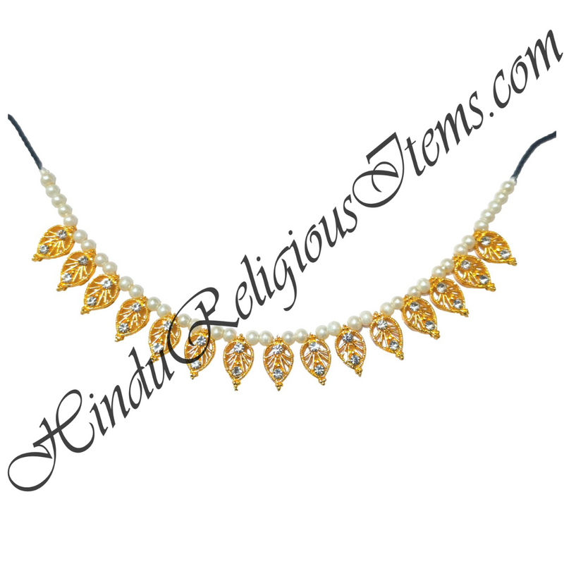 Premium Quality Lalan Moti Mala With Golden Metal And Nang(Daimond) Choki