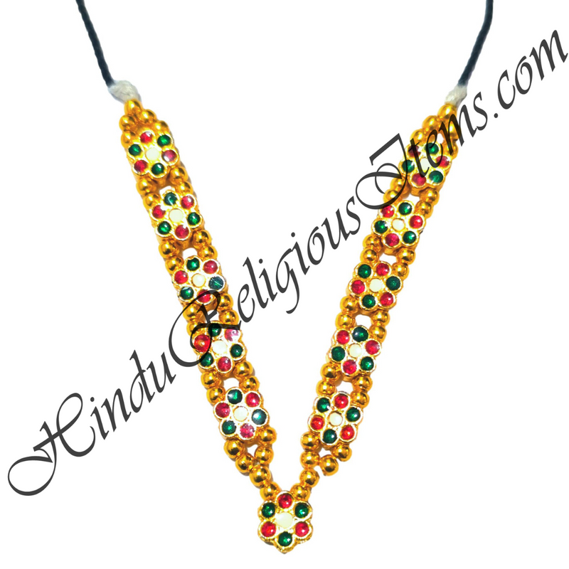 Premium Quality Lalan Moti Mala With Golden Metal And Nang(Daimond) Choki