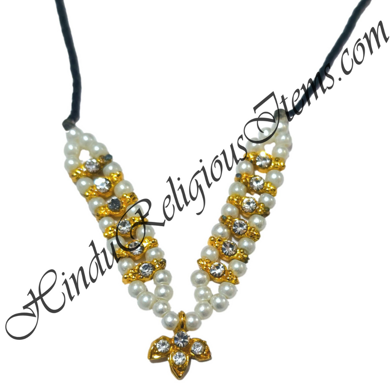 Premium Quality Lalan Moti Mala With Golden Metal And Nang(Daimond) Choki