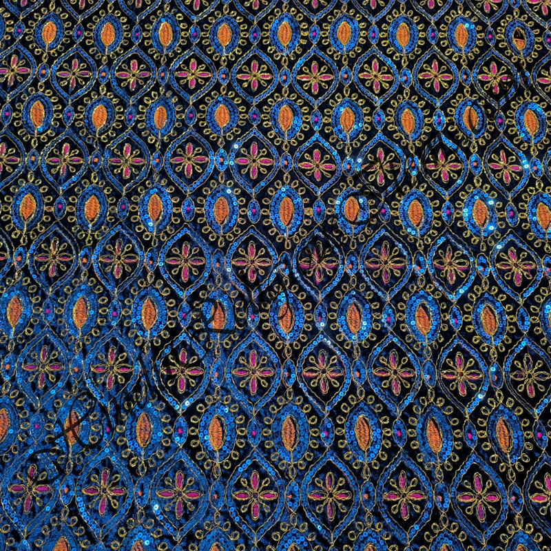 Velvet Multi-Design Tikki & Jhari Work Fabric/ Kapad(VMTJW)