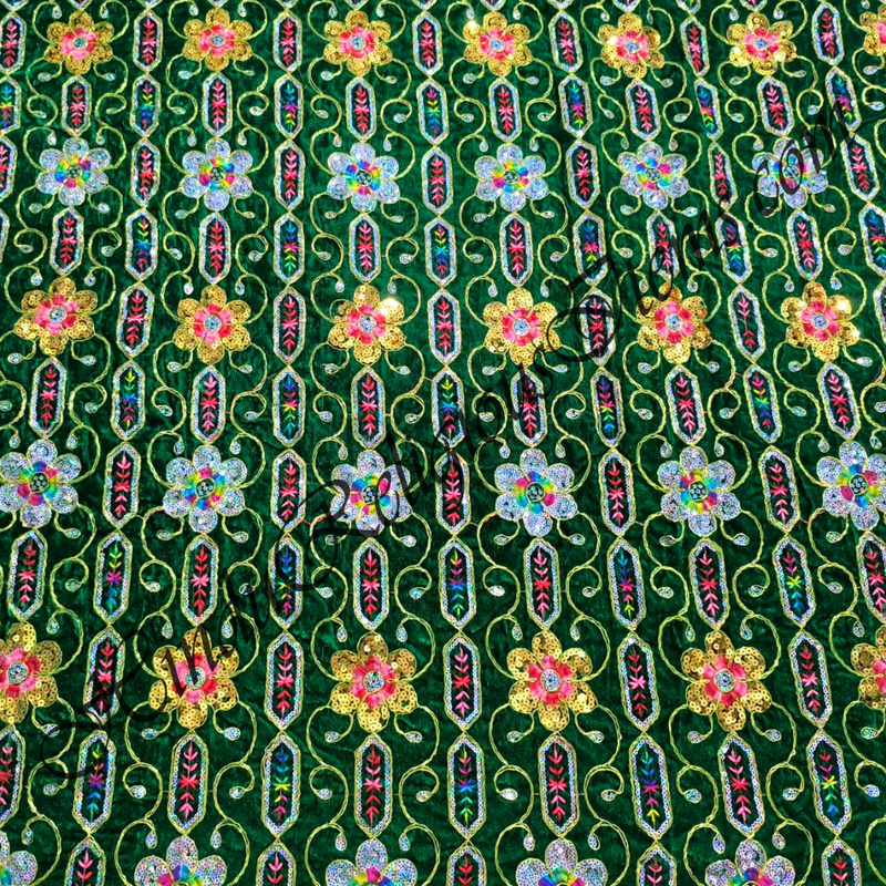 Velvet Multi-Design Tikki & Jhari Work Fabric/ Kapad(VMTJW)