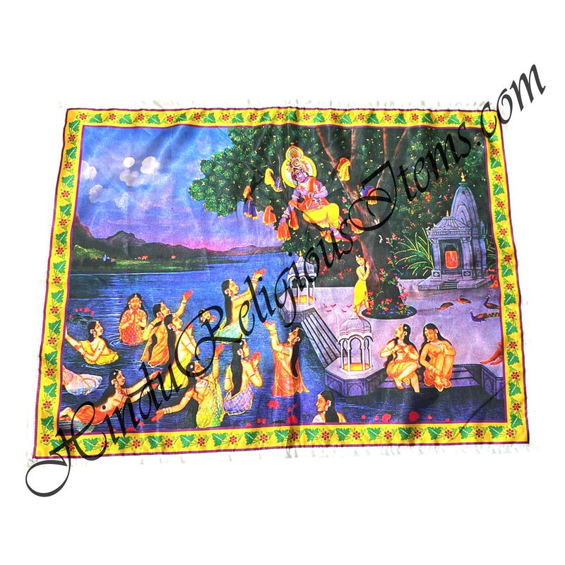 Satin Printed Pichwai (Backdrop) - Vastra Haran Leela