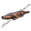 Brown crocodile figurine on a white background with 'Hindu Religious Items.com' text.