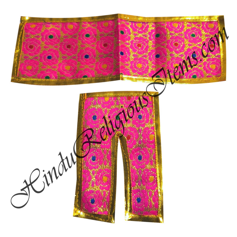 Lalan Brocade Flower Design With Multi-Colour Dots Chira Vastra With Golden Lace