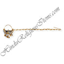 Diamond Nathani With Moti Chain And Shape Diamond