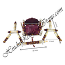 Measurement chart of a decorative item with dimensions labeled, branded 'Hindu Religious Items.com'.