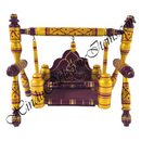 Decorative swing with purple and yellow design on a white background