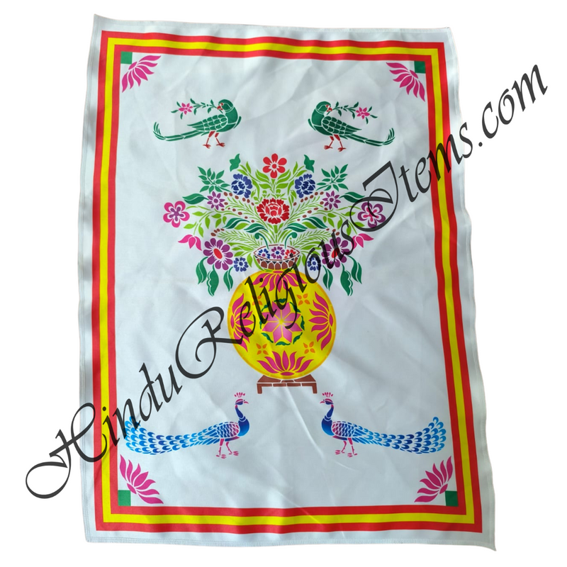 Premium Satin Printed Pichwai (Backdrop) - Vasant Kalas(Vasant Panchmi)