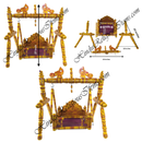 Decorative swing with measurements and 'Hindu Religious Items' branding.