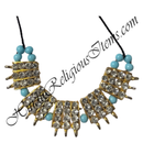 Premium Quality Lalan Moti Mala With Golden Metal And Nang(Daimond) Choki