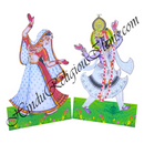 Colorful paper cutouts of two deities on a white background with 'Sindhu Religious Items' branding.