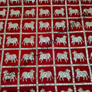 Velvet(Makhmal) With Cow And Golden Lace Checks Fabric / Kapad [VCGL]