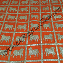 Velvet(Makhmal) With Cow And Golden Lace Checks Fabric / Kapad [VCGL]