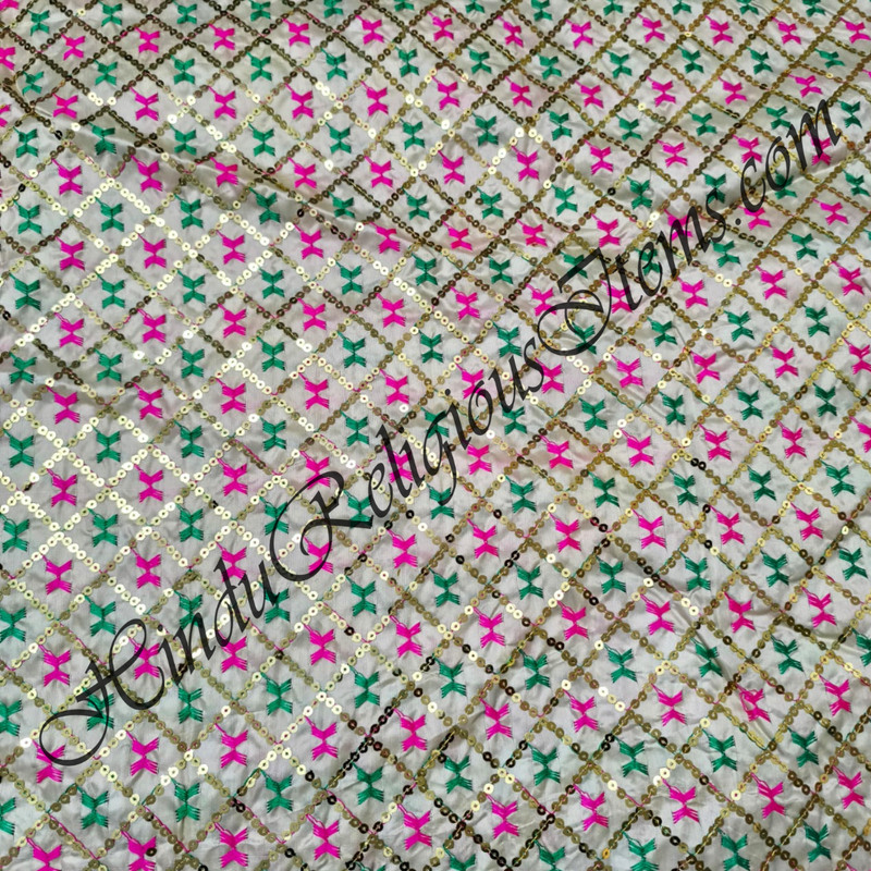 Saga Silk With Tikki+Thred Work Fabric/ Kapad [SSTTW]