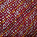 Satin Bandhni With Golden Lace Gota Paati Criss Cross Work Fabric / Kapad(SBGXX)