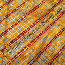 Satin Bandhni With Golden Lace Gota Paati Criss Cross Work Fabric / Kapad(SBGXX)