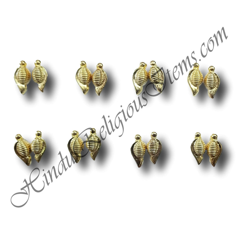 Gold Metal Shankh (Shell) Kundal (KGS-7)