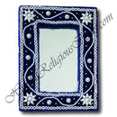Mirror In Velvet Frame With Moti and Mirror Work