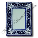 Mirror In Velvet Frame With Moti and Mirror Work
