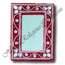 Mirror In Velvet Frame With Moti and Mirror Work