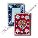 Mirror In Velvet Frame With Moti and Mirror Work