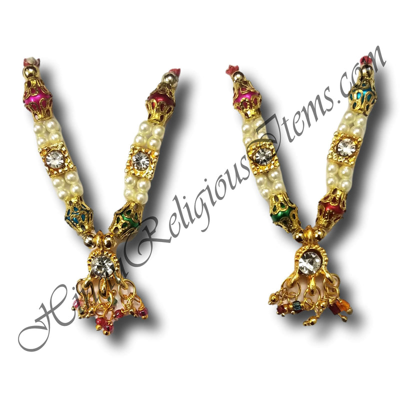 Small Colored and White Moti Mala with Round Shape Pendant B 7