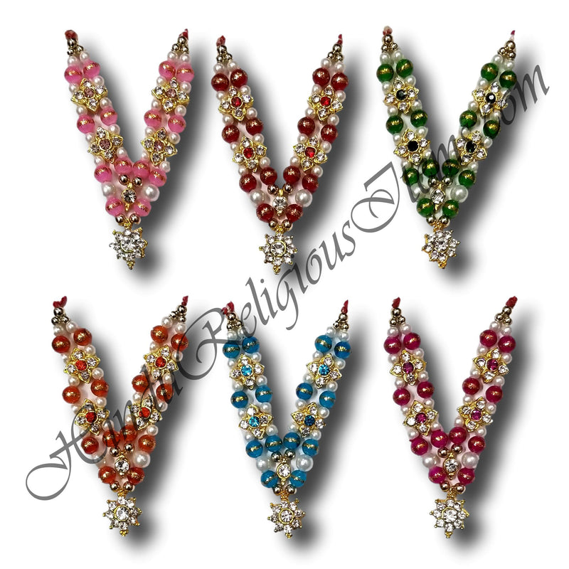 White and Colored Moti Mala with Flower Shape Pendent(A-7)