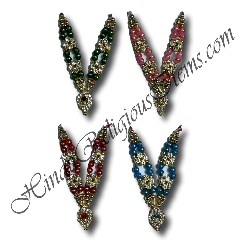 Colored Moti Haar with Droplet Shape Pendant and Diamond (Nang) Choki