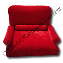 High-Quality Red Velvet Gadi Sinhasan With Detachable Pithika