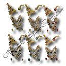 White And Colored Nang (Diamond) Chitraji Set (Double Layer Haar, Mukut, Katra and Kundal) (MS-1)