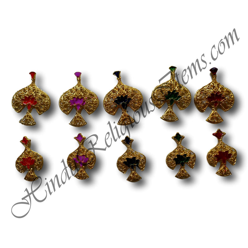 Golden Meenakari Mukut With Diamond In Kamal Shape (MGKSD-2)