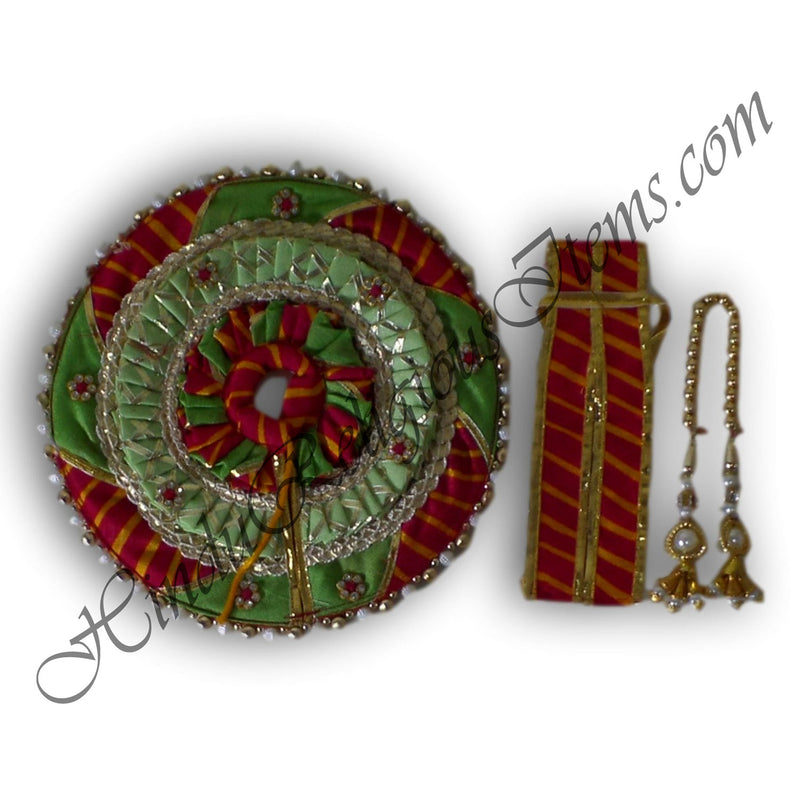 Three Piece Decorative Lalan Round Cotton Leheriya Vastra (VR-19)