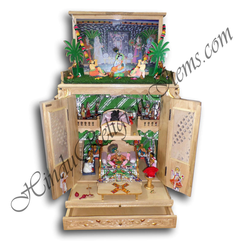 Wooden Mandir / Haveli (Temple) with Movable Parts