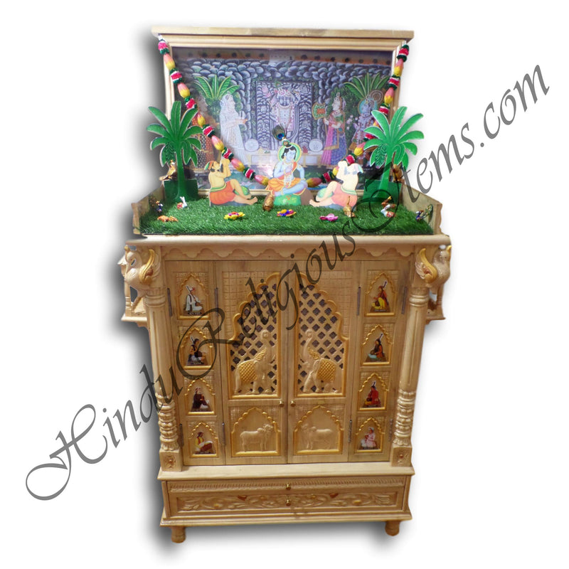 Wooden Mandir / Haveli (Temple) with Movable Parts