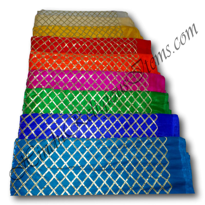 Satin Silk With Criss Cross Golden Lace Fabric/ Kapad [SXX]